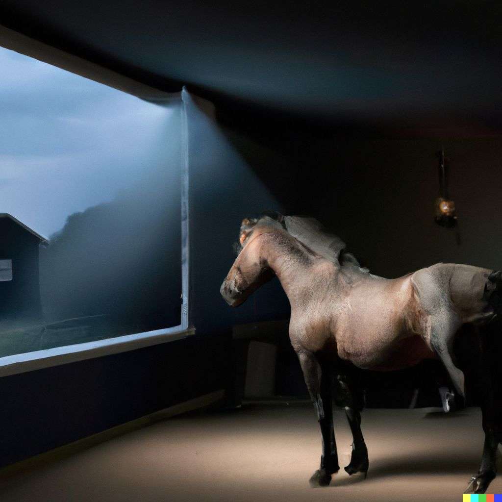 a horse, photograph taken by Gregory Crewdson